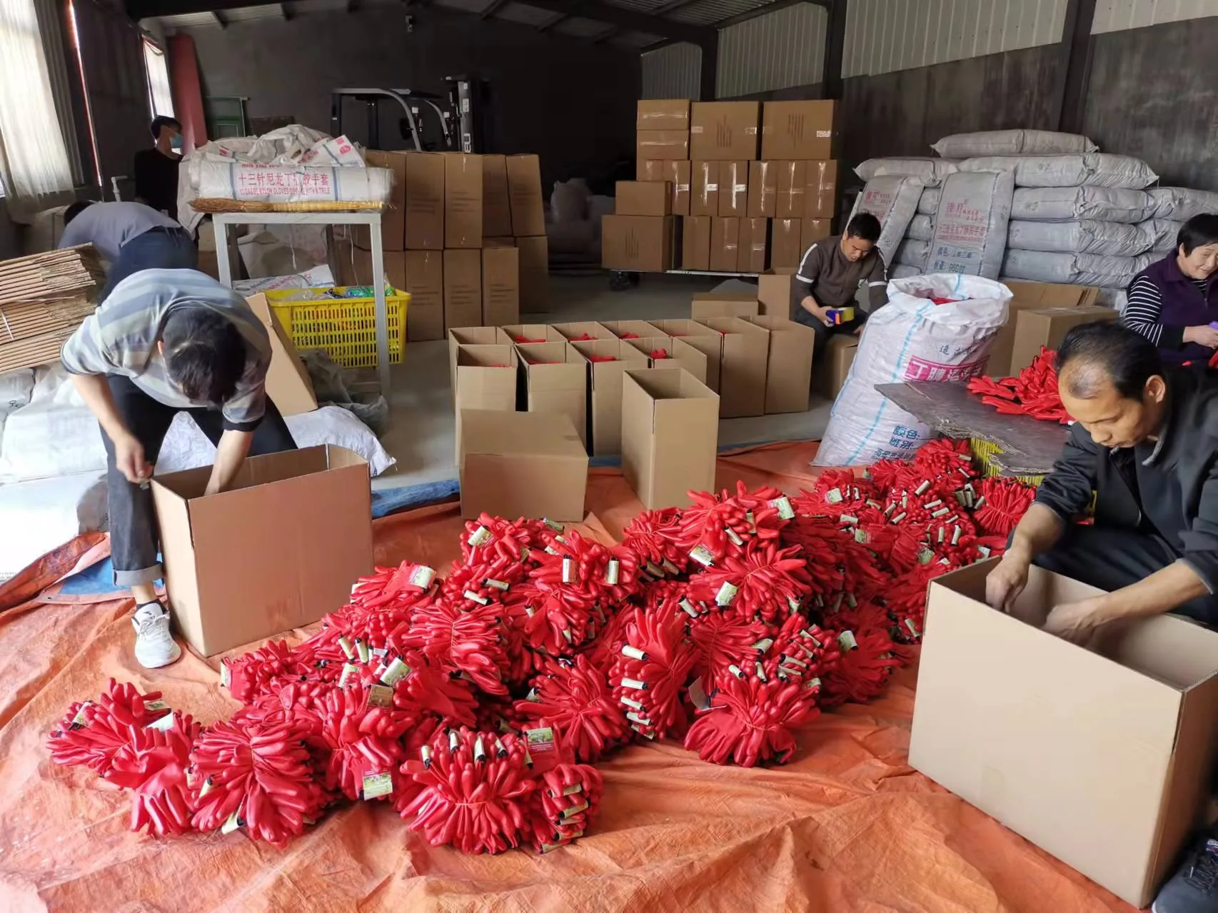 Carton packing work