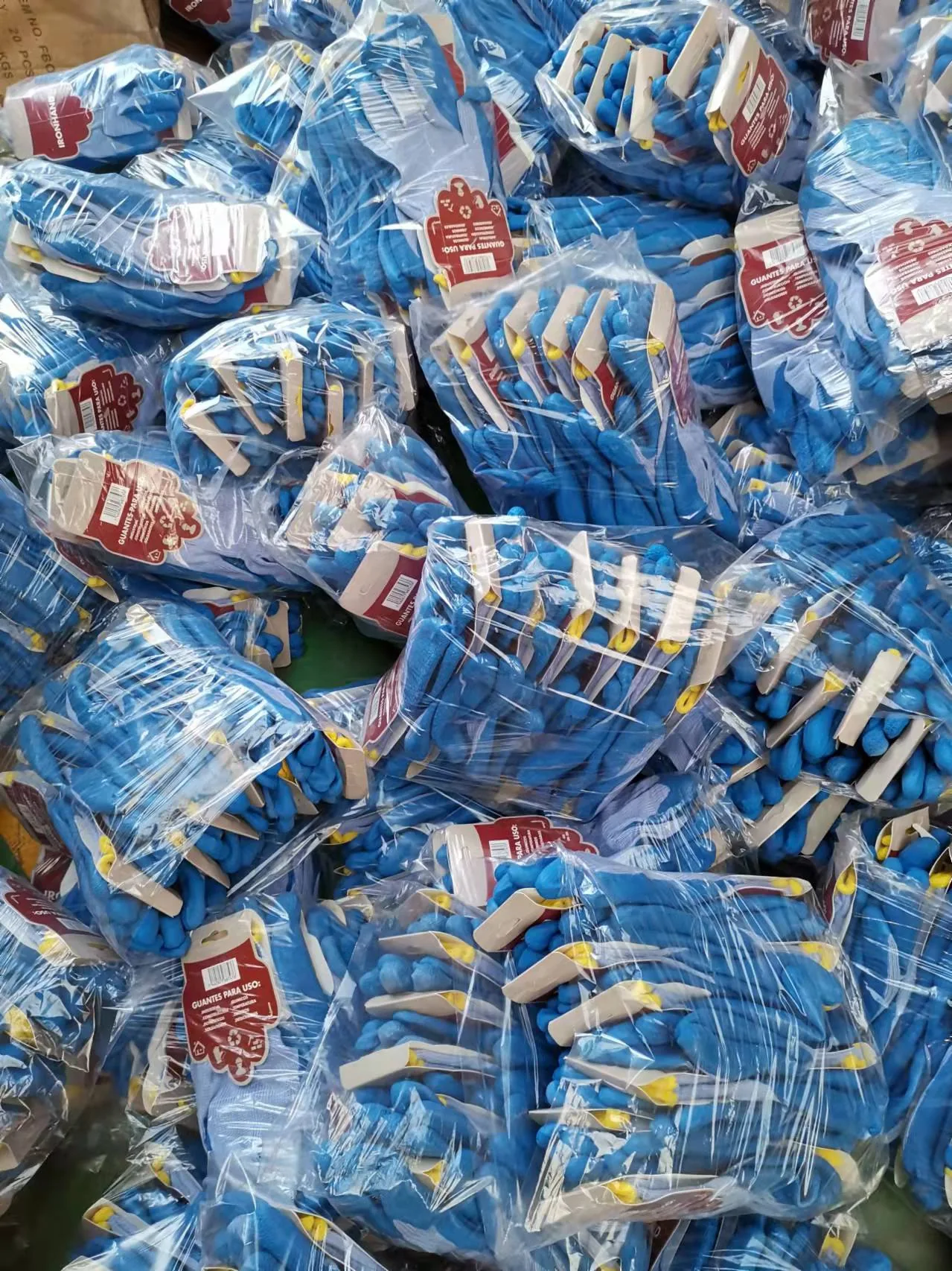 Packaged work gloves