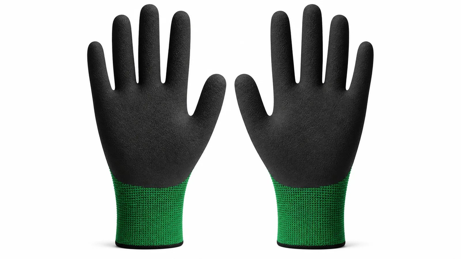 FG-NF01 15-gauge green and black foam nitrile coated work gloves